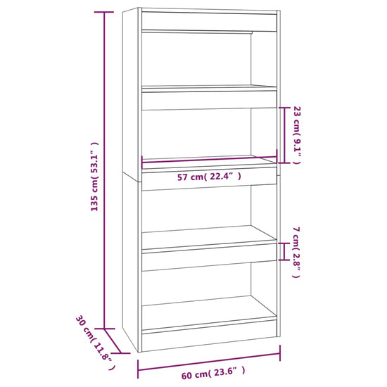 Boekenkast/kamerscherm 60x30x135 cm bewerkt hout wit MeubelReus