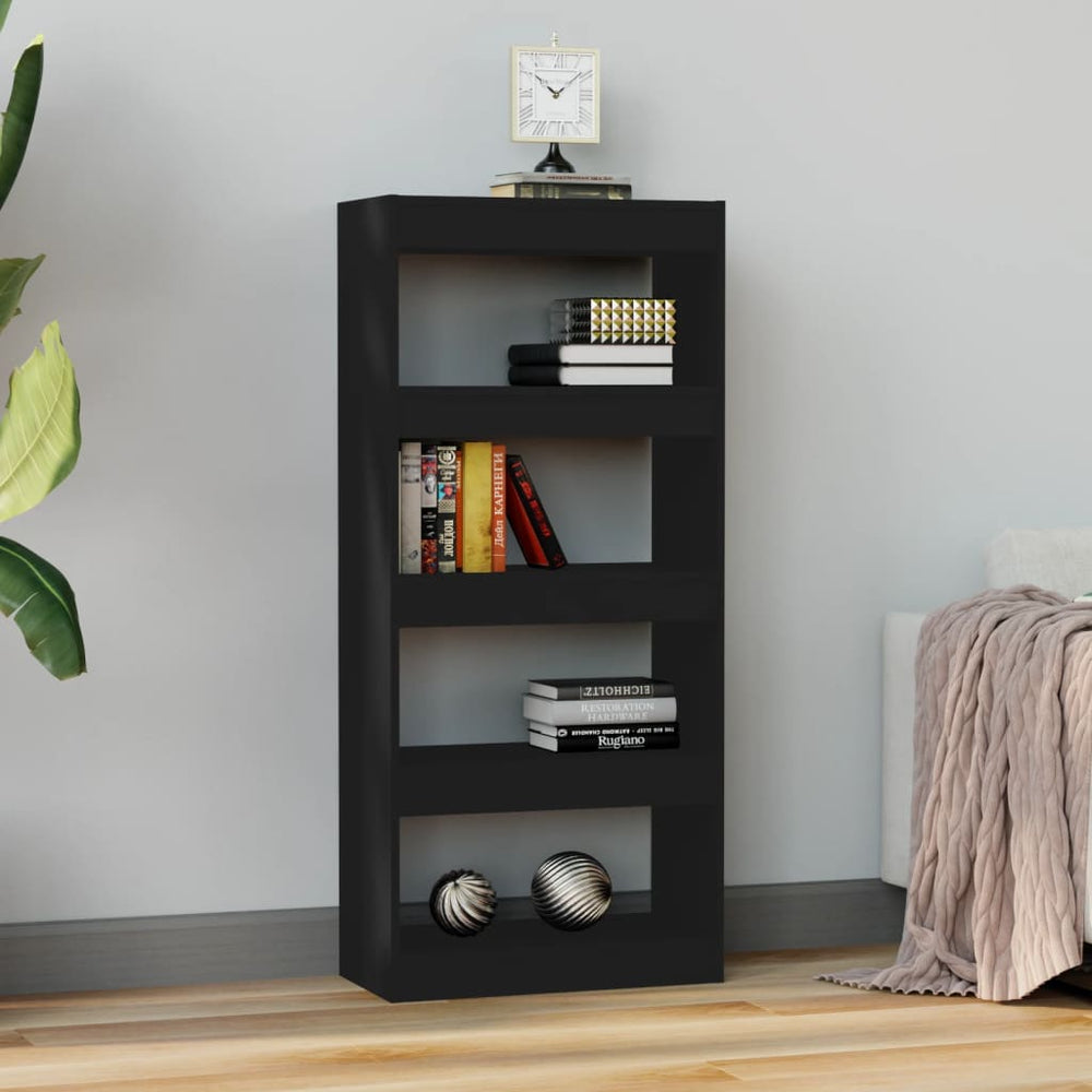 Boekenkast/kamerscherm 60x30x135 cm bewerkt hout zwart MeubelReus