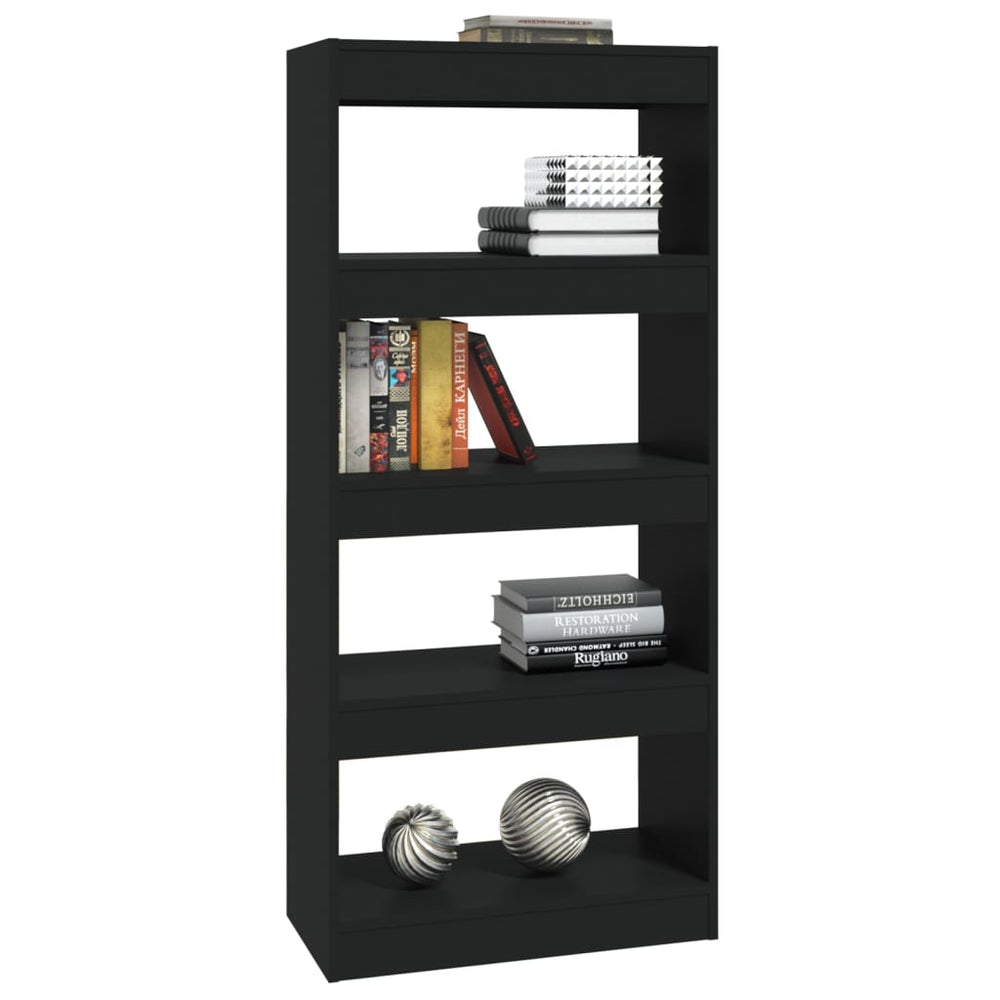 Boekenkast/kamerscherm 60x30x135 cm bewerkt hout zwart MeubelReus
