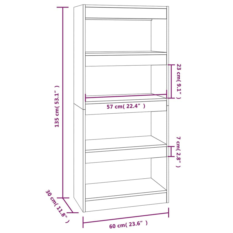 Boekenkast/kamerscherm 60x30x135 cm bewerkt hout zwart MeubelReus