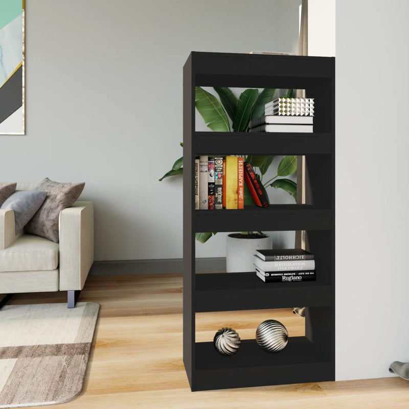 Boekenkast/kamerscherm 60x30x135 cm bewerkt hout zwart MeubelReus