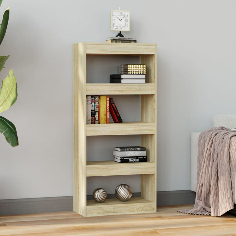 Boekenkast/kamerscherm 60x30x135 cm bewerkt hout sonoma eiken MeubelReus