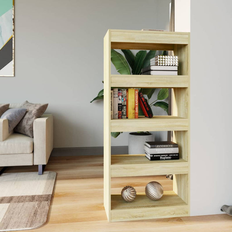 Boekenkast/kamerscherm 60x30x135 cm bewerkt hout sonoma eiken MeubelReus