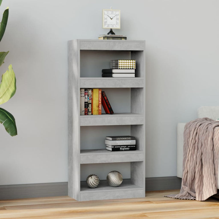 Boekenkast/kamerscherm 60x30x135 cm bewerkt hout betongrijs MeubelReus