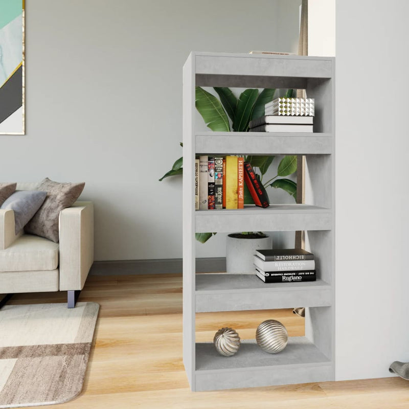 Boekenkast/kamerscherm 60x30x135 cm bewerkt hout betongrijs MeubelReus