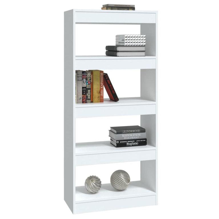 Boekenkast/kamerscherm 60x30x135 cm bewerkt hout hoogglans wit MeubelReus
