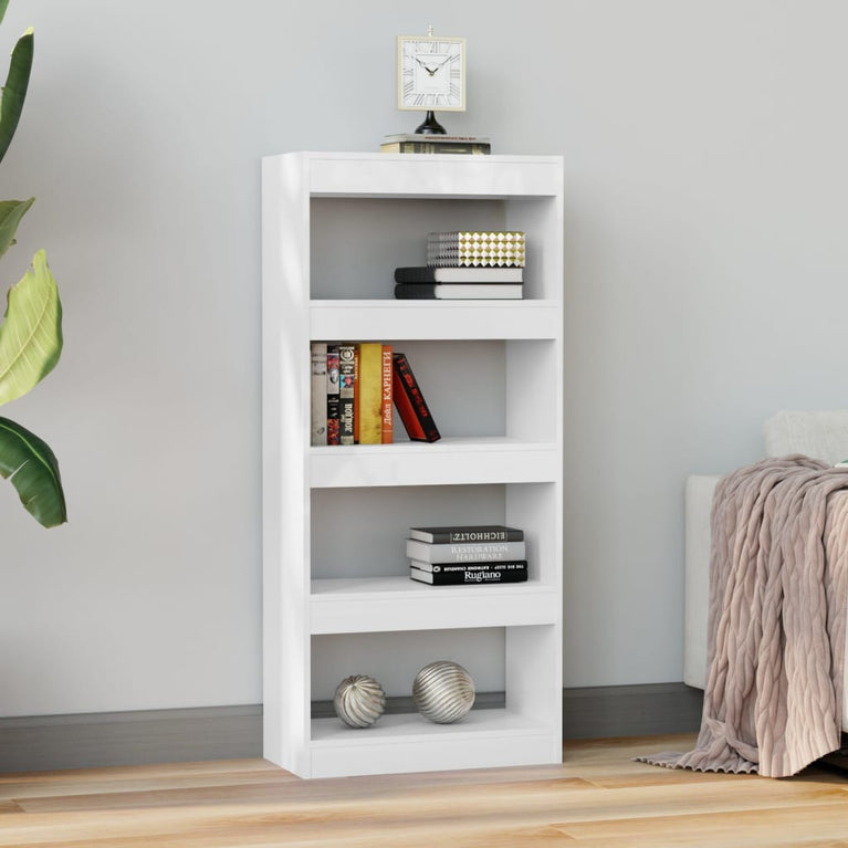 Boekenkast/kamerscherm 60x30x135 cm bewerkt hout hoogglans wit MeubelReus