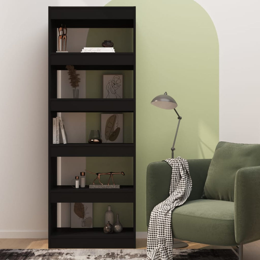 Boekenkast/kamerscherm 60x30x166 cm spaanplaat zwart MeubelReus