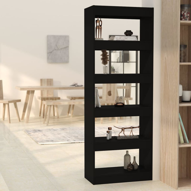 Boekenkast/kamerscherm 60x30x166 cm spaanplaat zwart MeubelReus