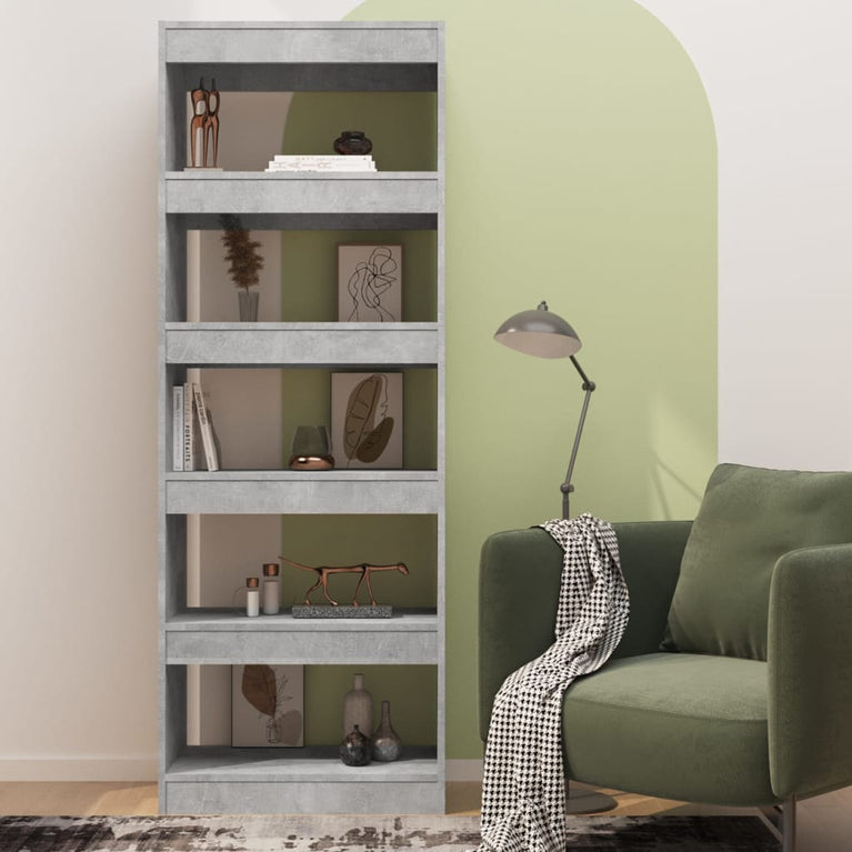 Boekenkast/kamerscherm 60x30x166 cm spaanplaat betongrijs MeubelReus