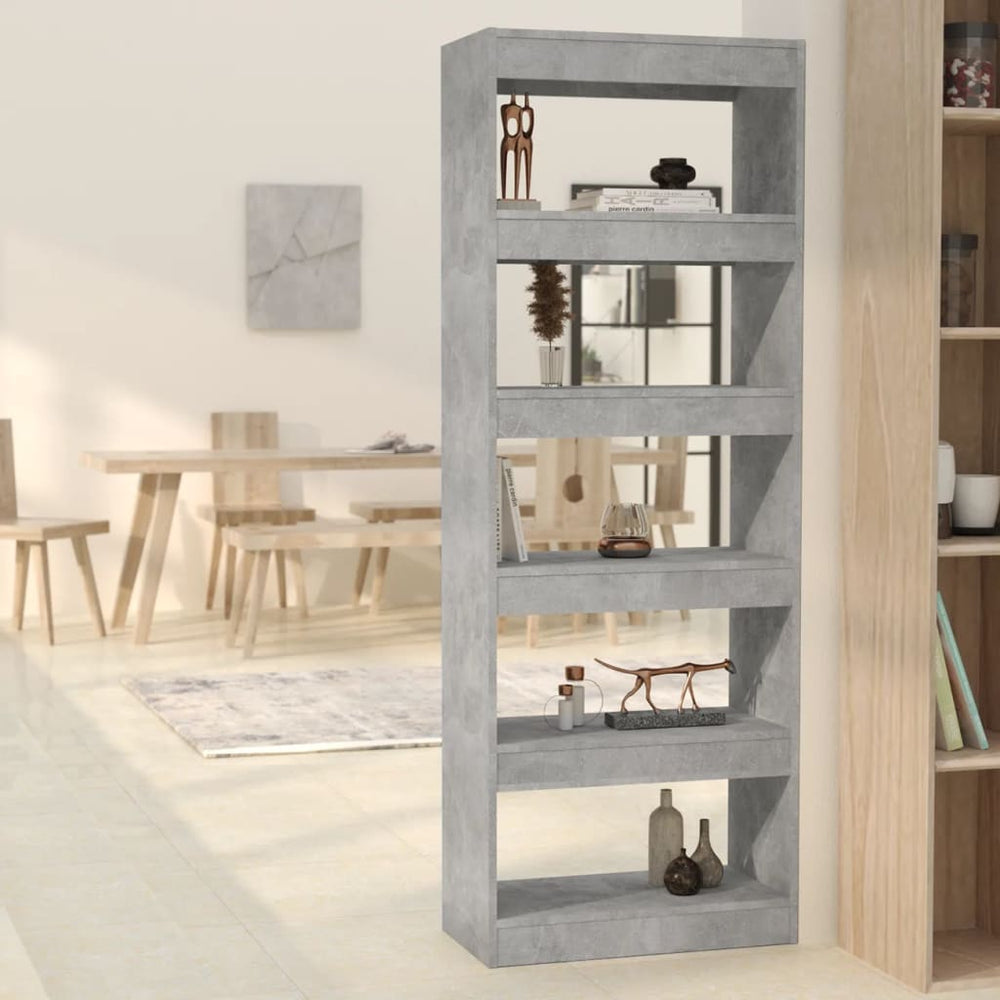Boekenkast/kamerscherm 60x30x166 cm spaanplaat betongrijs MeubelReus