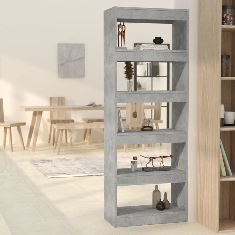 Boekenkast/kamerscherm 60x30x166 cm spaanplaat betongrijs MeubelReus