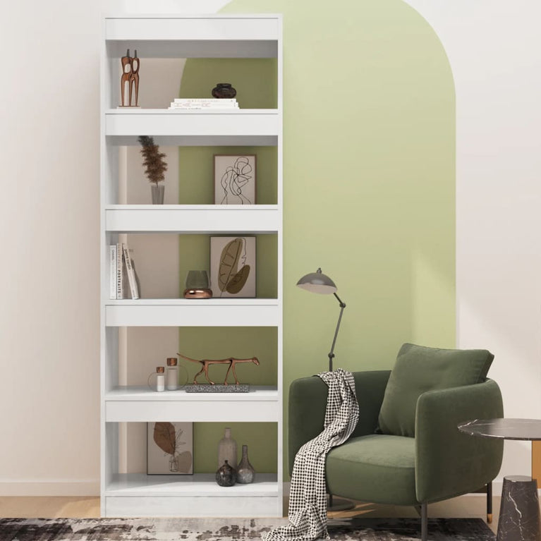 Boekenkast/kamerscherm 60x30x166 cm spaanplaat hoogglans wit MeubelReus