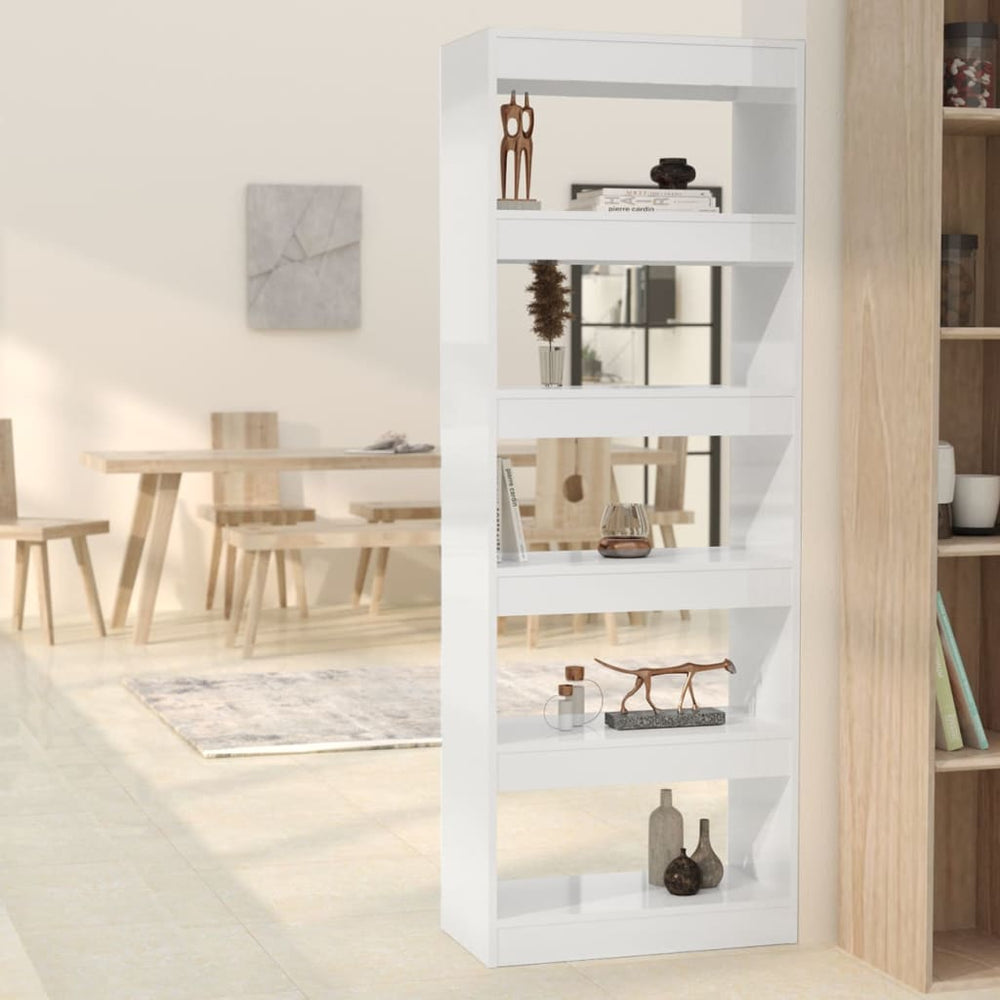 Boekenkast/kamerscherm 60x30x166 cm spaanplaat hoogglans wit MeubelReus
