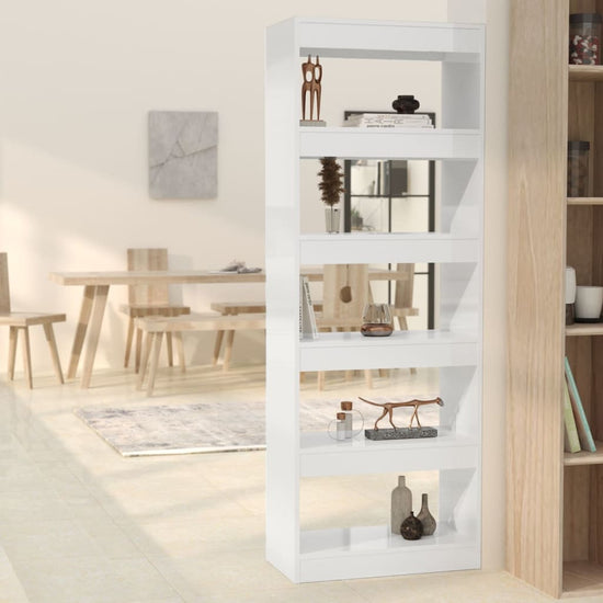 Boekenkast/kamerscherm 60x30x166 cm spaanplaat hoogglans wit MeubelReus