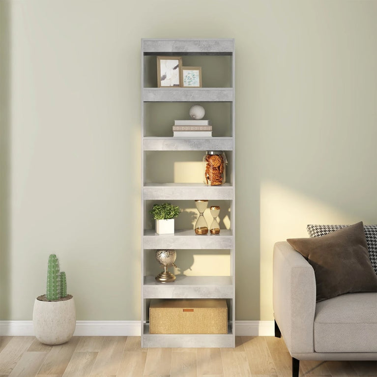 Boekenkast/kamerscherm 60x30x198 cm betongrijs MeubelReus