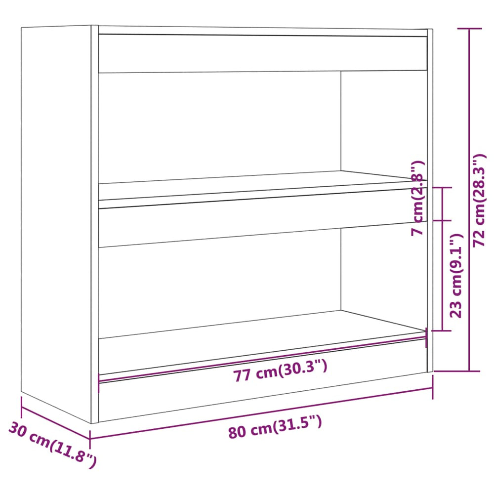 Boekenkast/kamerscherm 80x30x72 cm betongrijs MeubelReus