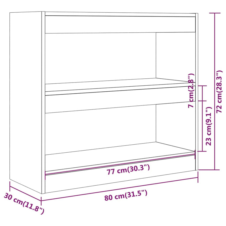 Boekenkast/kamerscherm 80x30x72 cm betongrijs MeubelReus