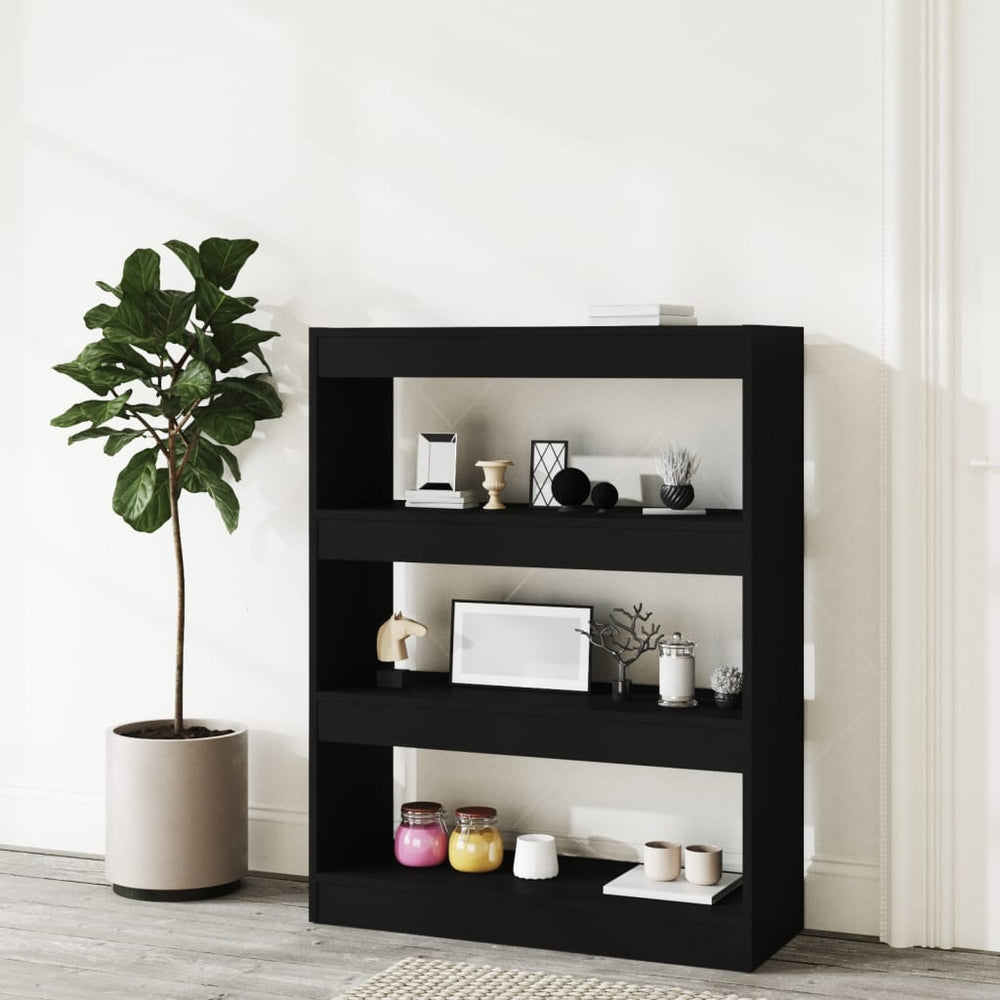 Boekenkast/kamerscherm 80x30x103 cm bewerkt hout zwart MeubelReus