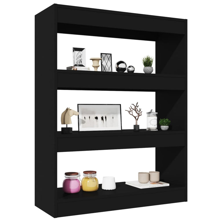 Boekenkast/kamerscherm 80x30x103 cm bewerkt hout zwart MeubelReus