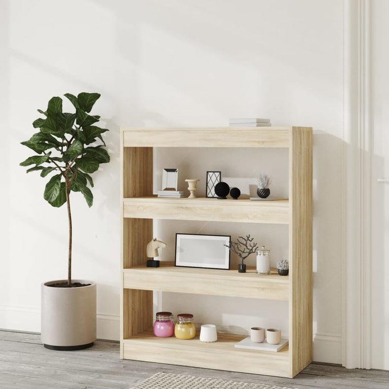Boekenkast/kamerscherm 80x30x103 cm bewerkt hout sonoma eiken