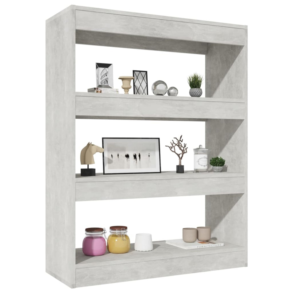 Boekenkast/kamerscherm 80x30x103 cm bewerkt hout betongrijs MeubelReus