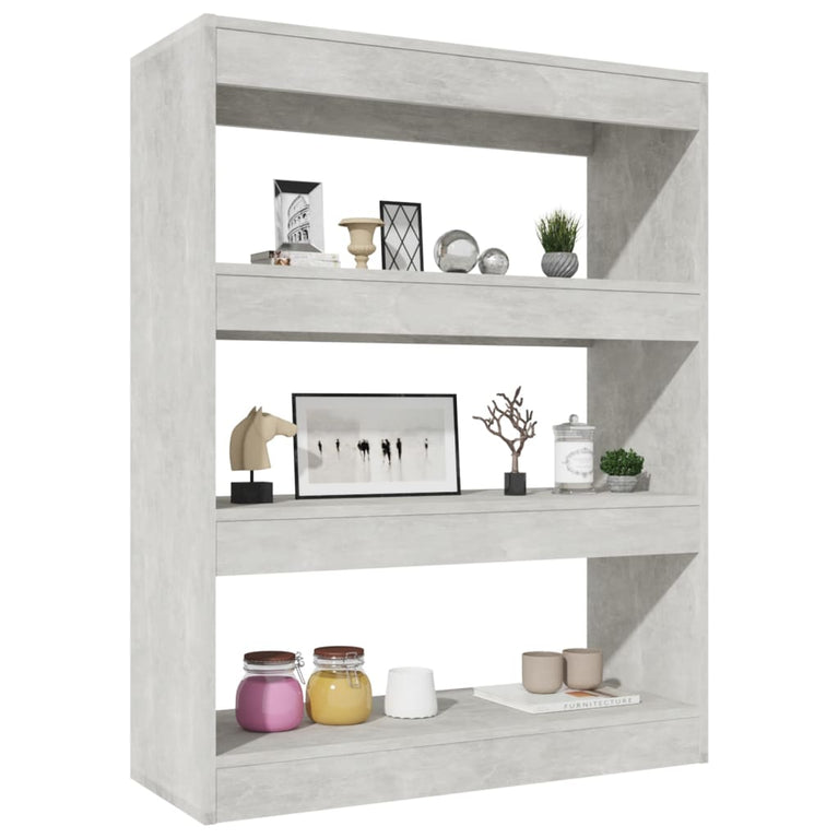 Boekenkast/kamerscherm 80x30x103 cm bewerkt hout betongrijs MeubelReus