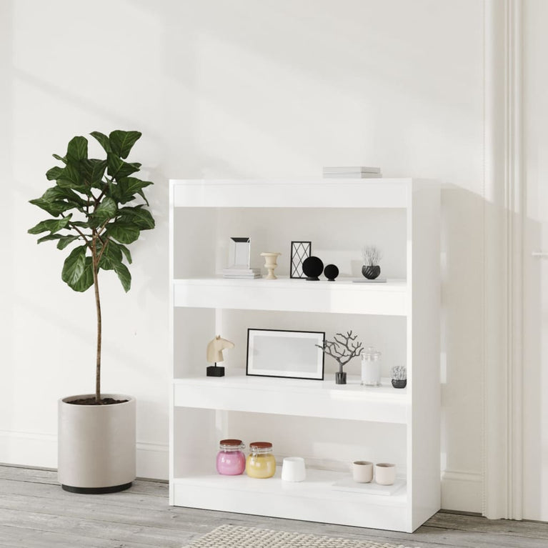 Boekenkast/kamerscherm 80x30x103 cm bewerkt hout hoogglans wit MeubelReus