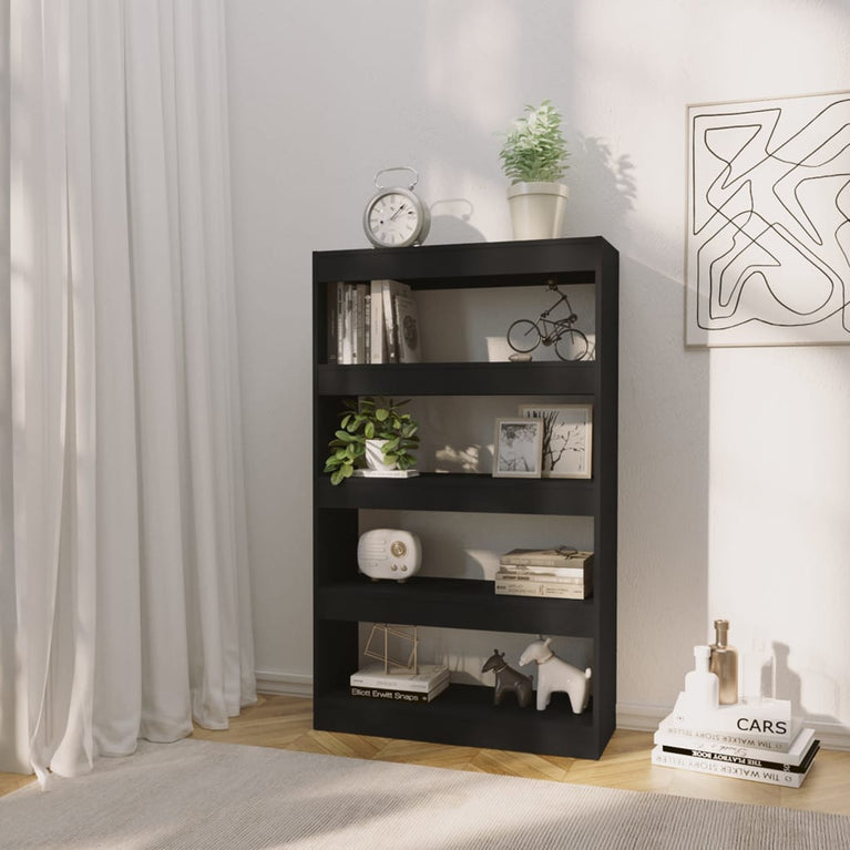 Boekenkast/kamerscherm 80x30x135 cm spaanplaat zwart MeubelReus