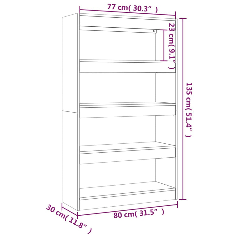 Boekenkast/kamerscherm 80x30x135 cm spaanplaat zwart MeubelReus