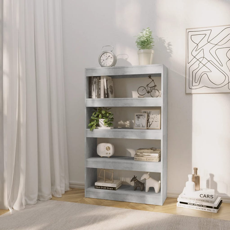 Boekenkast/kamerscherm 80x30x135 cm spaanplaat betongrijs MeubelReus