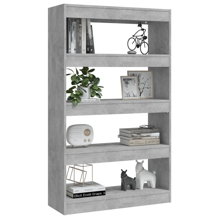 Boekenkast/kamerscherm 80x30x135 cm spaanplaat betongrijs MeubelReus