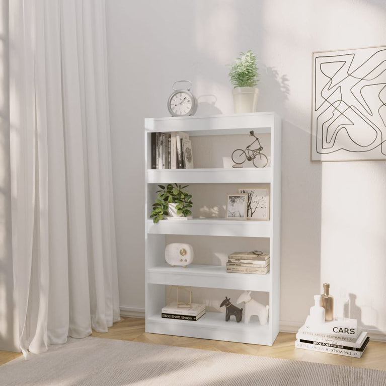 Boekenkast/kamerscherm 80x30x135 cm spaanplaat hoogglans wit MeubelReus
