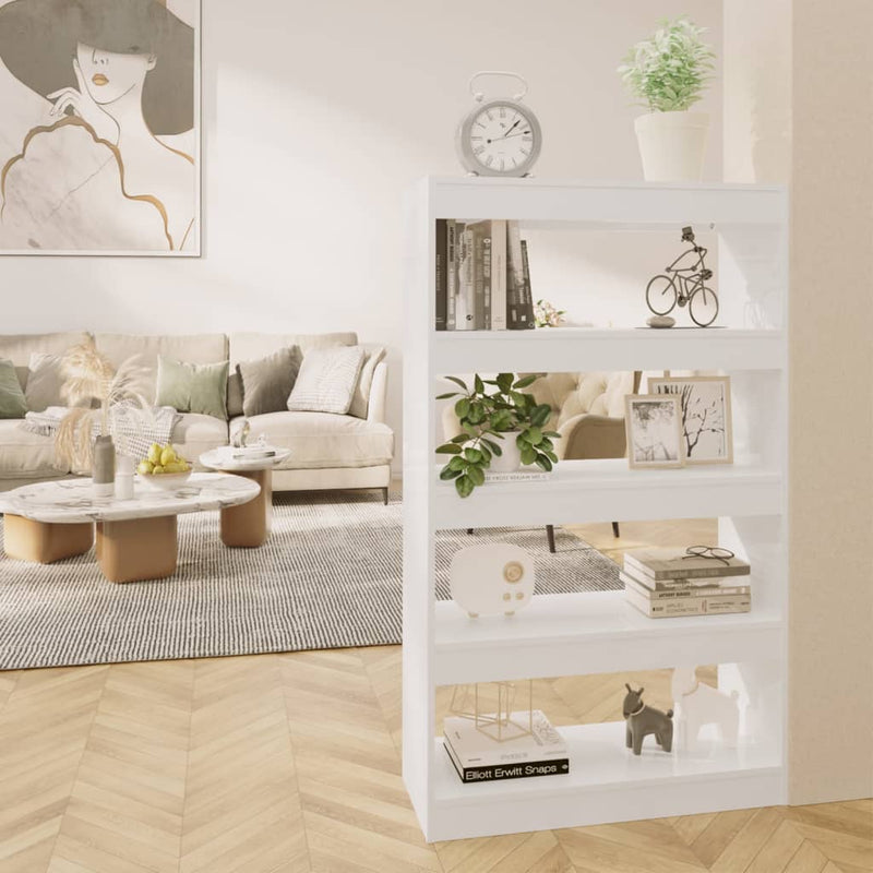 Boekenkast/kamerscherm 80x30x135 cm spaanplaat hoogglans wit MeubelReus