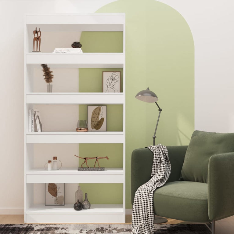 Boekenkast/kamerscherm 80x30x166 cm spaanplaat wit MeubelReus