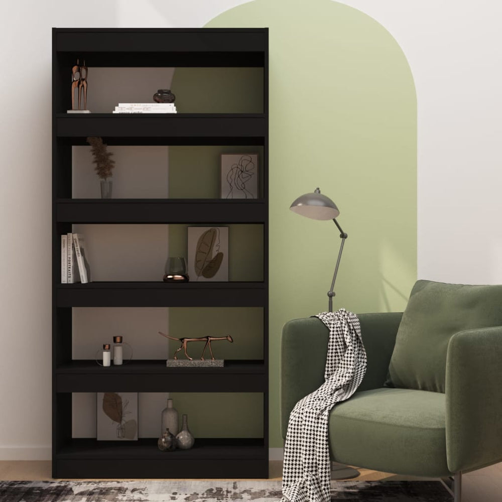 Boekenkast/kamerscherm 80x30x166 cm spaanplaat zwart MeubelReus