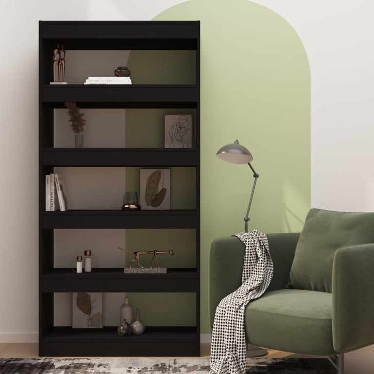 Boekenkast/kamerscherm 80x30x166 cm spaanplaat zwart MeubelReus