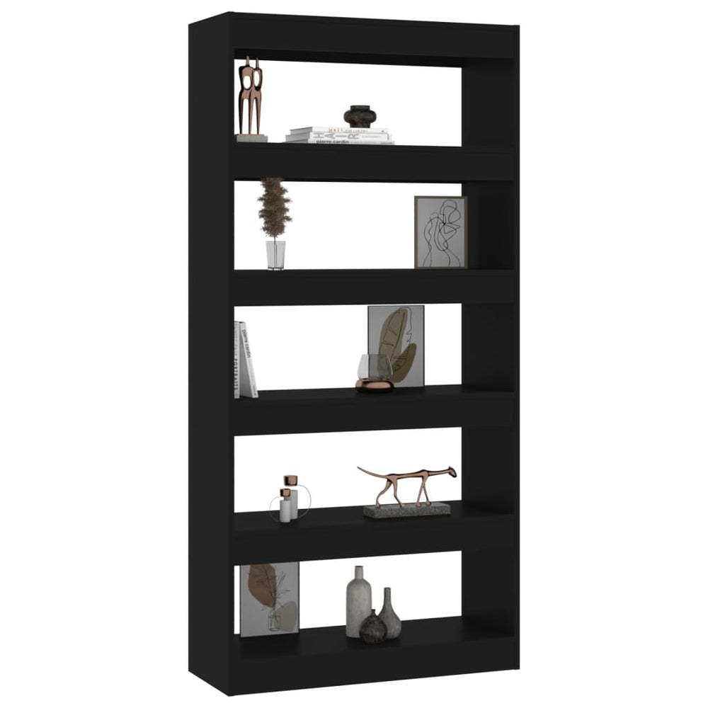 Boekenkast/kamerscherm 80x30x166 cm spaanplaat zwart MeubelReus