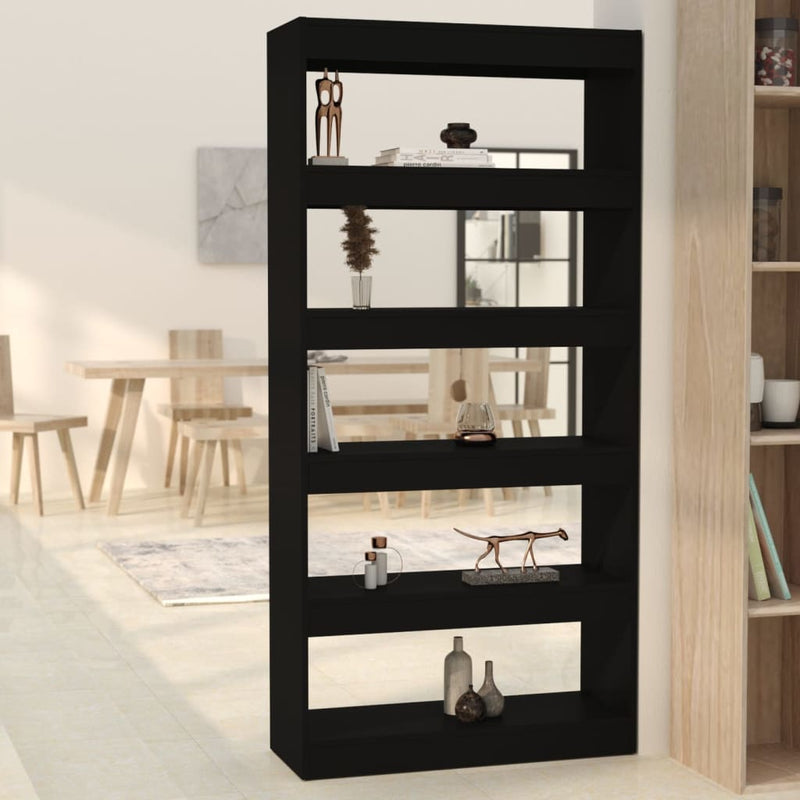 Boekenkast/kamerscherm 80x30x166 cm spaanplaat zwart MeubelReus