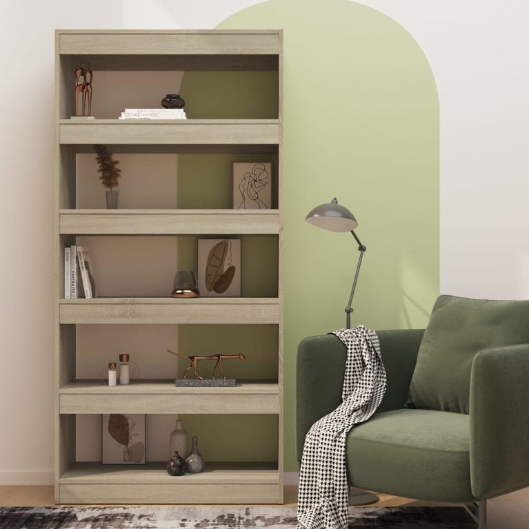 Boekenkast/kamerscherm 80x30x166 cm spaanplaat sonoma eiken MeubelReus