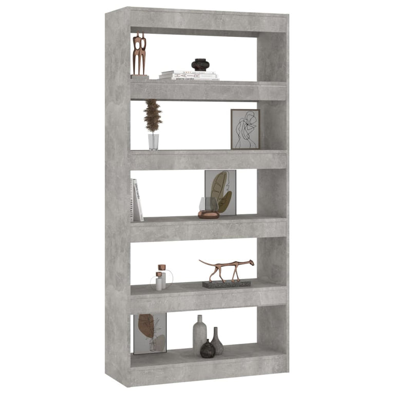 Boekenkast/kamerscherm 80x30x166 cm spaanplaat betongrijs MeubelReus