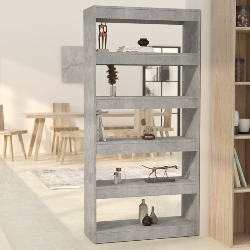 Boekenkast/kamerscherm 80x30x166 cm spaanplaat betongrijs MeubelReus
