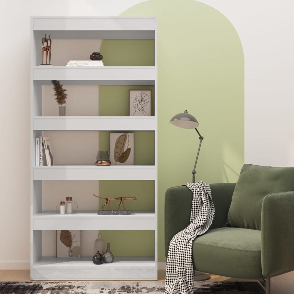 Boekenkast/kamerscherm 80x30x166 cm spaanplaat hoogglans wit MeubelReus