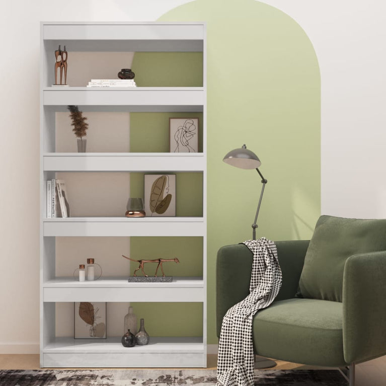 Boekenkast/kamerscherm 80x30x166 cm spaanplaat hoogglans wit MeubelReus