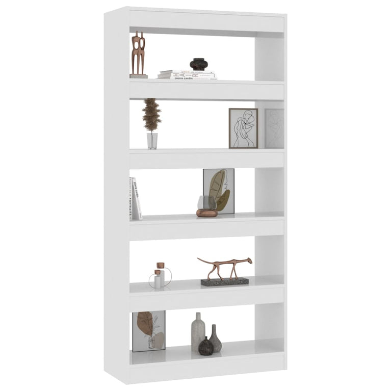 Boekenkast/kamerscherm 80x30x166 cm spaanplaat hoogglans wit MeubelReus