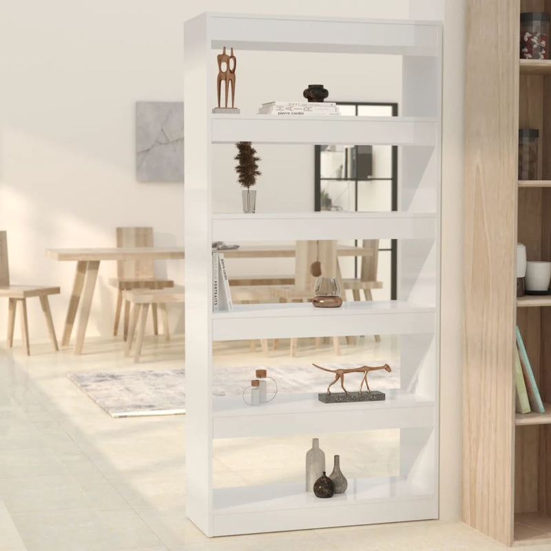 Boekenkast/kamerscherm 80x30x166 cm spaanplaat hoogglans wit MeubelReus