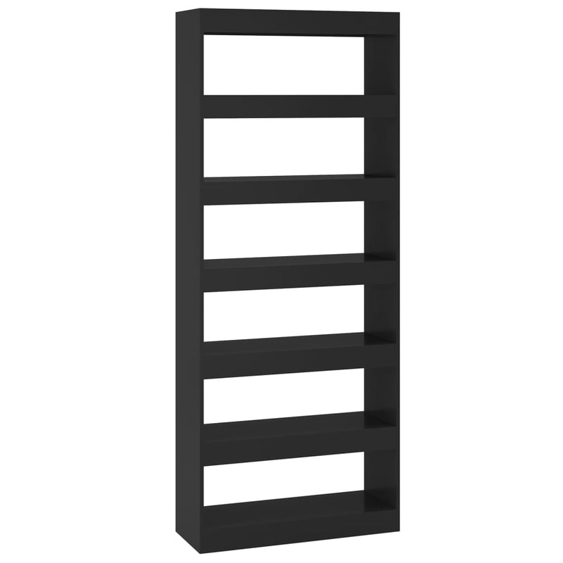 Boekenkast/kamerscherm 80x30x198 cm spaanplaat zwart MeubelReus
