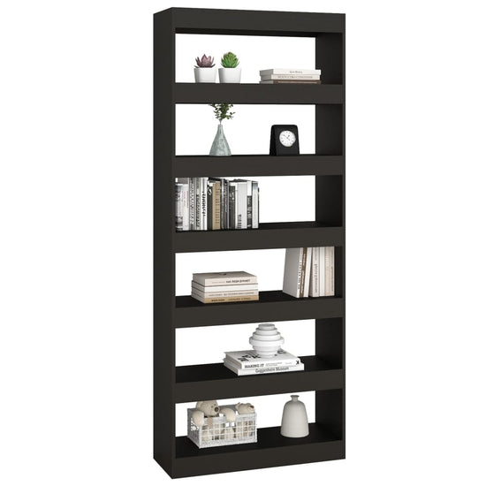 Boekenkast/kamerscherm 80x30x198 cm spaanplaat zwart MeubelReus