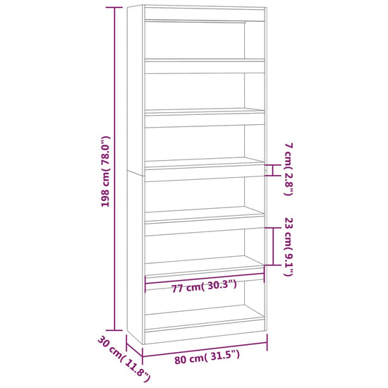 Boekenkast/kamerscherm 80x30x198 cm spaanplaat zwart MeubelReus
