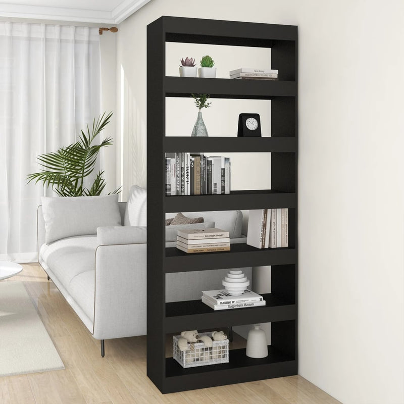 Boekenkast/kamerscherm 80x30x198 cm spaanplaat zwart MeubelReus